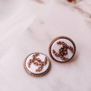 Repurposed vintage Chanel 22mm earrings.